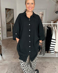 Musselin Bluse, oversize, Auge