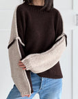 Pullover, Kontrastfarbe, Schoko