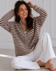 Strickjacke, Streifen, Schoko