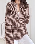Strickjacke, Streifen, Schoko
