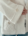 Bouclé Strickjacke, weite Ärmel, 2 Farben
