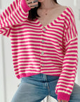 Strickjacke, Streifen, Flauschi, 6 Farben