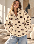 Fleece-Pullover, Blumen, Creme-Schoko