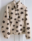 Fleece-Pullover, Blumen, Creme-Schoko