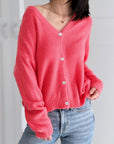 Strickjacke, Alpaka, Koralle