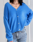 Strickjacke, Alpaka, Himmelblau