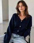 Strickjacke, Alpaka, Altblau