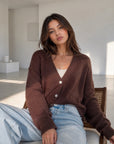 Strickjacke, Alpaka, Schoko