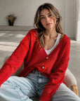 Strickjacke, Alpaka, Rot