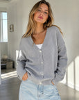 Strickjacke, Alpaka, Hellgrau