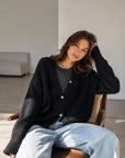 Strickjacke, Alpaka, Schwarz