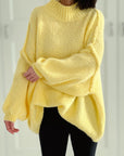 Pullover, flauschi, Stehkragen, Hellgelb
