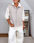 Strickweste, Streifen, Beige