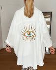 Musselin Bluse, oversize, Auge