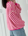 Strickjacke, Streifen, Flauschi, 6 Farben
