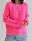 Strickjacke, Mohair, Neon-Pink