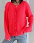 Strickjacke, Mohair, Neon-Koralle