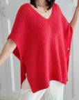 Oversize Pullunder, Mohair, Knopfdetail, Koralle