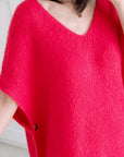Oversize Pullunder, Mohair, Knopfdetail, Koralle