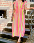 Musselin Kleid, Rückenausschnitt, ärmellos, Zickzack, 5 Farben