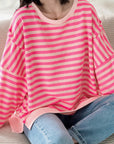 Sweatshirt, Streifen, mit Schlitzbund, 3 Farben