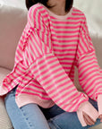 Sweatshirt, Streifen, mit Schlitzbund, 3 Farben