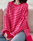 Sweatshirt, Streifen, mit Schlitzbund, 3 Farben