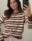 Strickjacke, bunte Streifen, 2 Farben