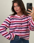 Strickjacke, bunte Streifen, 2 Farben