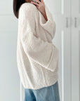 Bouclé Strickjacke, weite Ärmel, 2 Farben