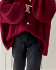 Strickjacke, flauschi, classic, Bordeaux