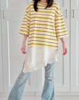 T-Shirt mit Spitzenbesatz, Streifen, 3 Farben