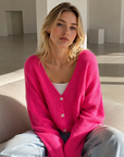 Strickjacke, Alpaka, Neon-Pink