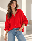 Musselin Bluse, regular, Rot