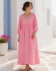 Musselin Kleid, Classic, Pink-Streifen