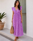 Musselin Kleid, rückenfrei, ärmellos, Wild-Leo, Violett