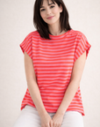 T-Shirt, Cap-Sleeves, Streifen, 4 Farben