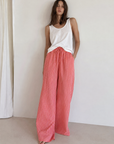 Musselin Hose, Streifen, Orange-Rosa