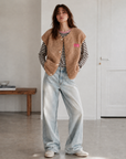 Longsleeve, Streifen, Farbkragen, Schoko
