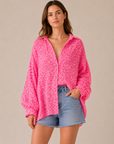 Musselin Bluse, Neon-Leo, Pink