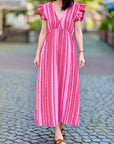 Musselin Kleid, Rückenausschnitt, ärmellos, Zickzack, Pink