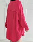 Musselin Bluse, long oversize, Wassermelone