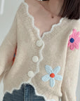 Strickjacke mit gestickten Blumen