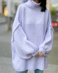 Pullover, flauschi, Stehkragen, Helllila