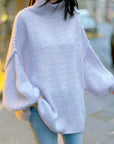 Pullover, flauschi, Stehkragen, Helllila