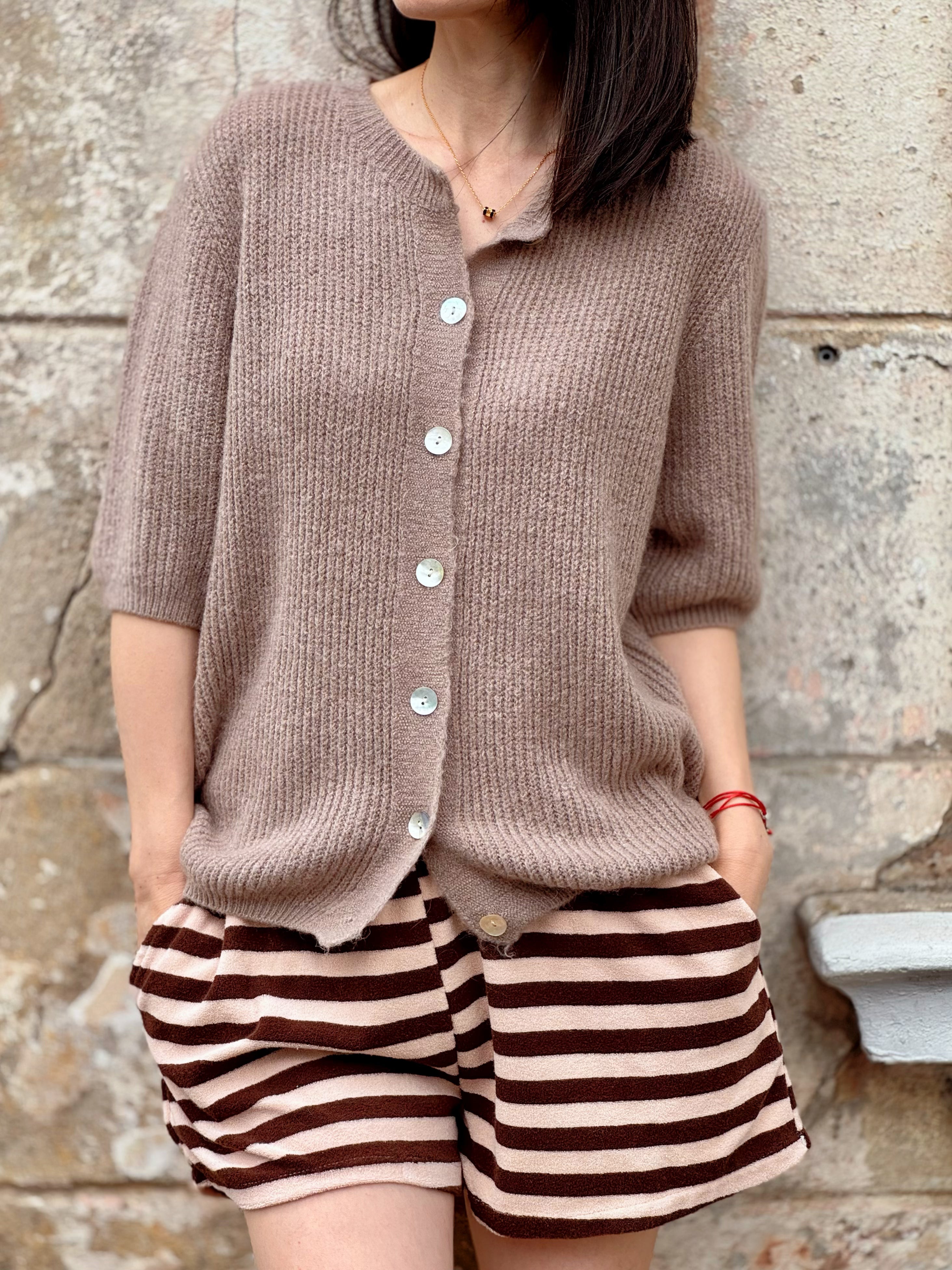 Strickjacke, Alpaka, Rundhalsausschnitt, 3/4 Ärmel, 6 Farben