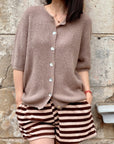 Strickjacke, Alpaka, Rundhalsausschnitt, 3/4 Ärmel, 6 Farben