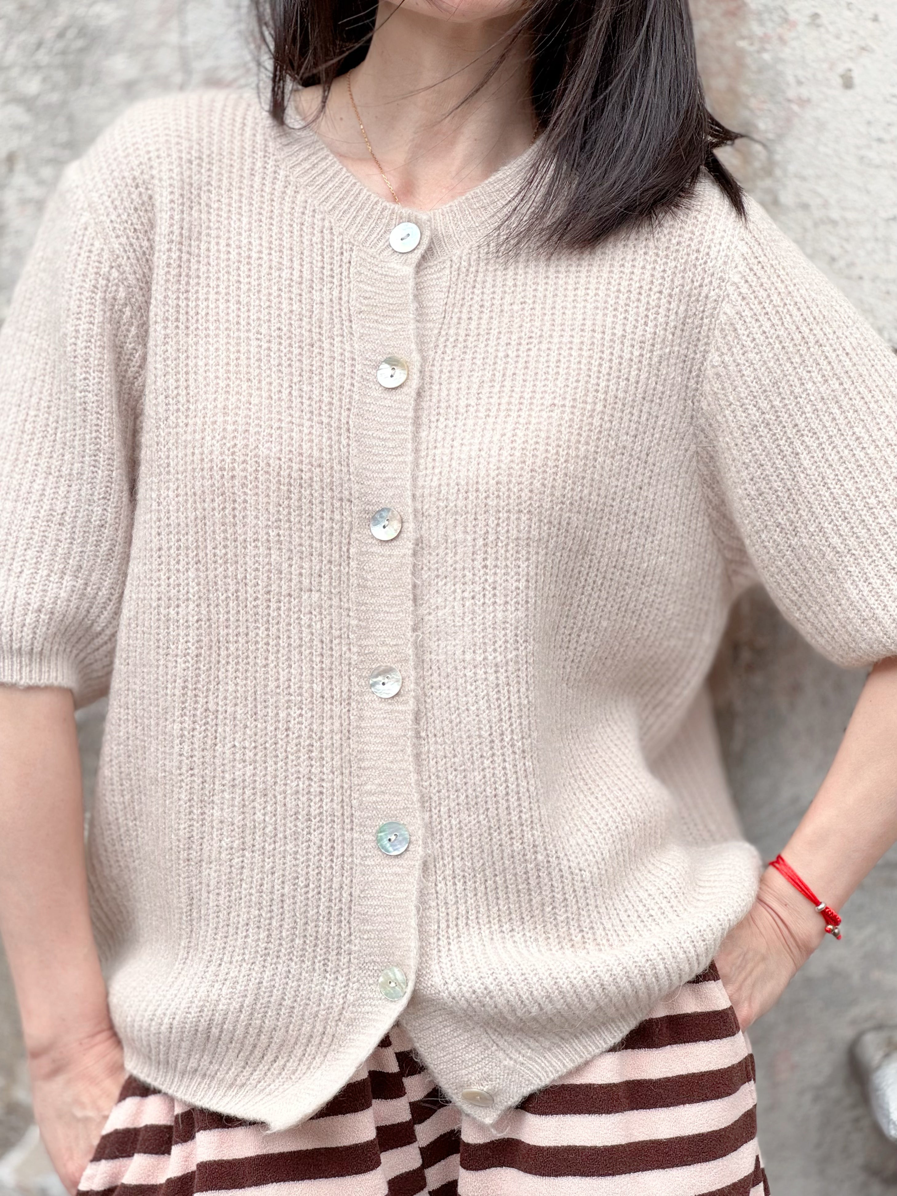 Strickjacke, Alpaka, Rundhalsausschnitt, 3/4 Ärmel, 6 Farben
