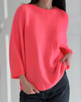 Pullover, Alpaka, Rundhalsausschnitt, 3/4 Ärmel, 6 Farben