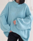 Pullover, flauschi, Stehkragen, Babyblau